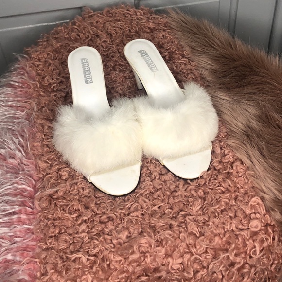 Vintage 60’s white fur slipper heels☁️☁️☁️ - Picture 4 of 4